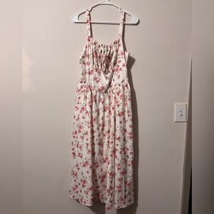 Cottagecore White Pink Floral Dress